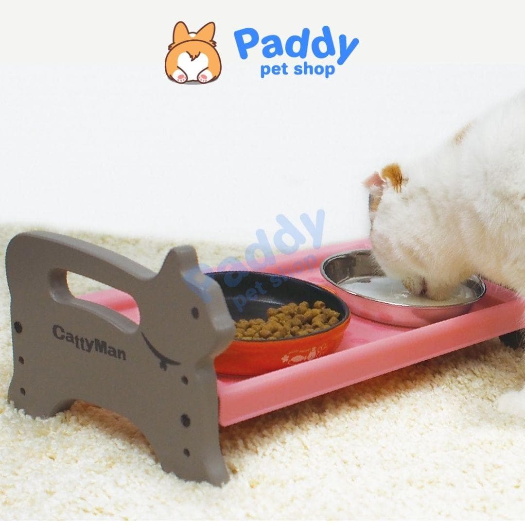 Bàn Ăn Chống Gù CattyMan Bằng Nhựa Cho Mèo