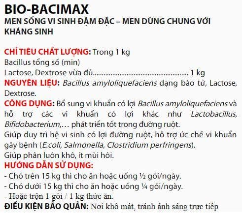 Men Vi Sinh Tăng Cường Hệ Tiêu Hóa Cho Chó Mèo Bio Bacimax