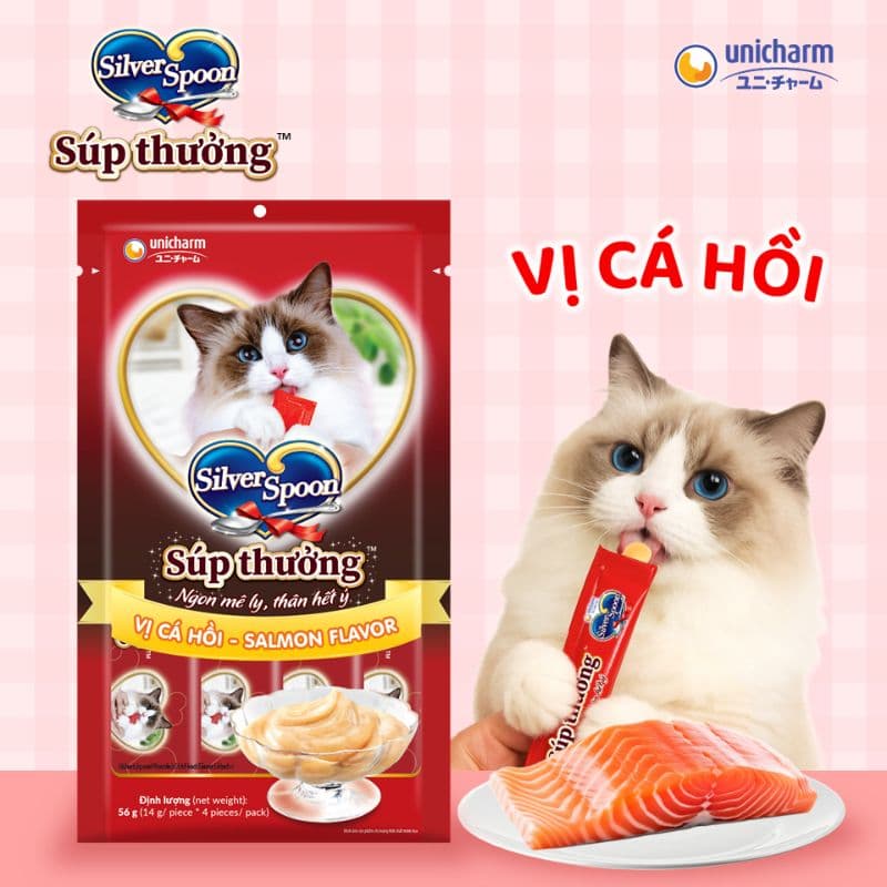 Súp Thưởng Cho Mèo Silver Spoon 100% Từ Thịt Cá Thật 56g (4 tuýp)
