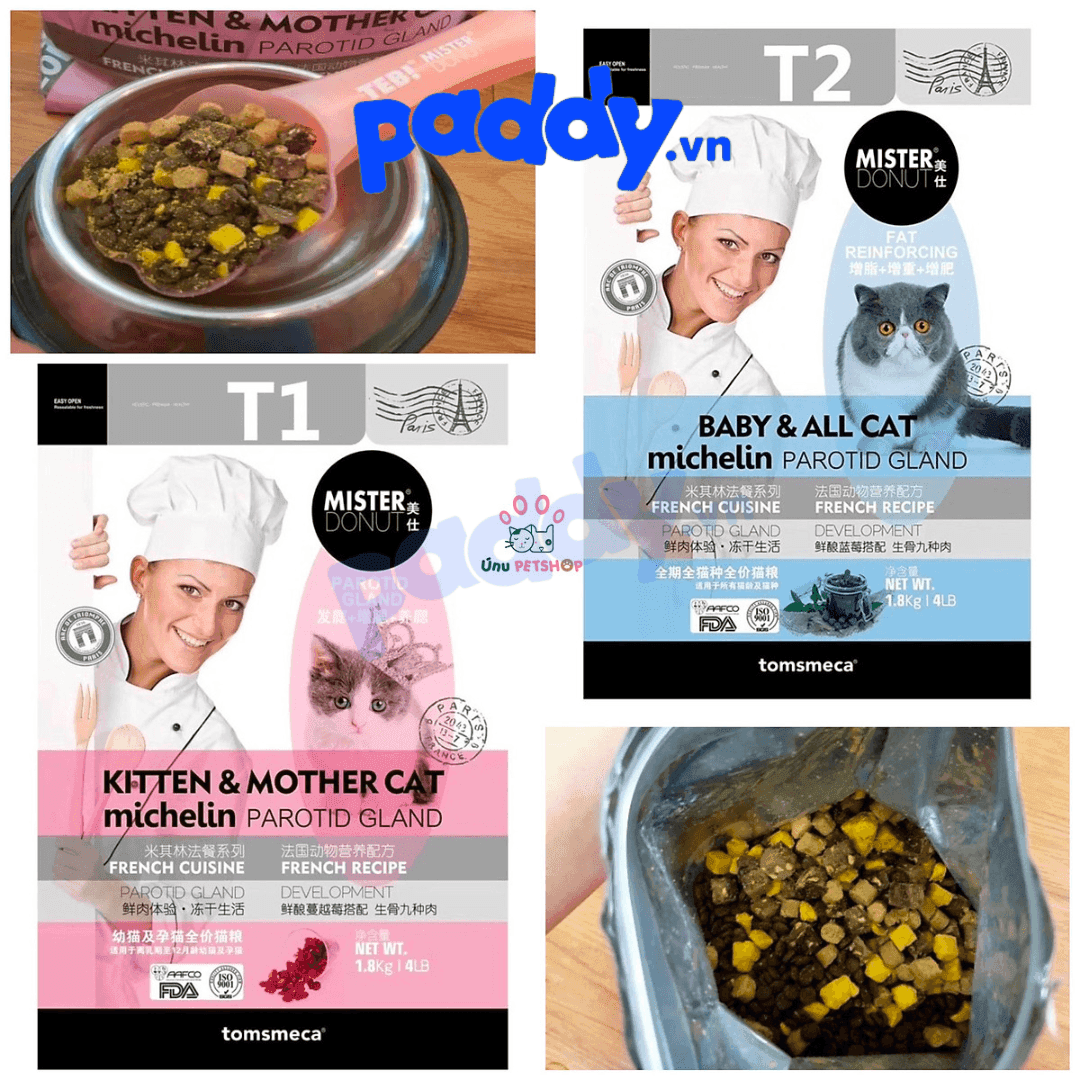 Thức Ăn Cho Mèo Mister Donut Mix Toping Thịt Sấy 1.8kg